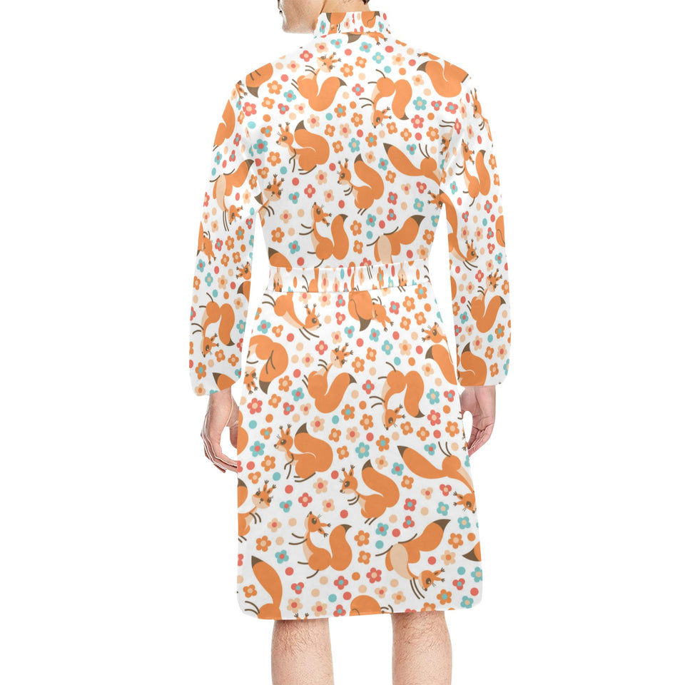Squirrel Pattern Print Design 05 Men's Long Sleeve Belted Night Robe