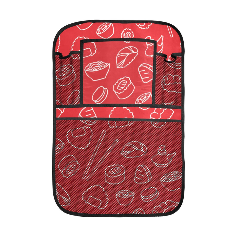sushi pattern red background Car Seat Back Organizer