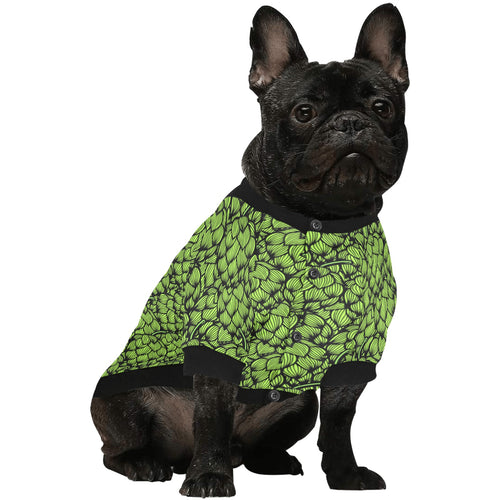 Green hop pattern All Over Print Pet Dog Round Neck Fuzzy Shirt