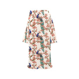 Peacock tropical flower pattern Blanket Robe with Sleeves