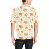 Cute brown pomeranian paw leave bone pattern Men's All Over Print Polo Shirt