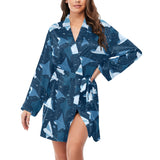 Stingray Pattern Print Design 04 Women's Long Sleeve Belted Night Robe