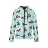 Horses running horses rider pattern Women's Padded Hooded Jacket