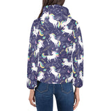 Hand drawn cute unicorn star planet Women's Padded Hooded Jacket