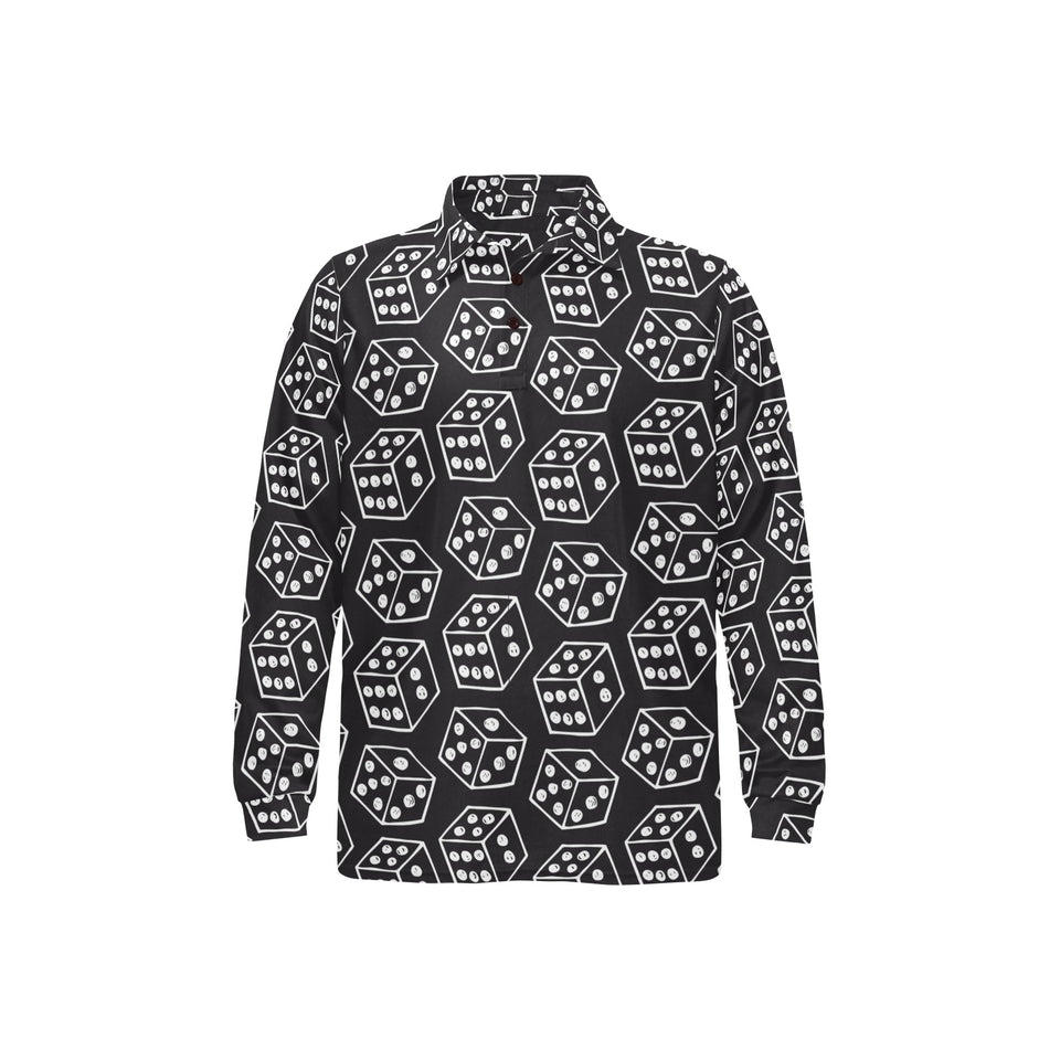 Dice Pattern Print Design 01 Men's Long Sleeve Polo Shirt