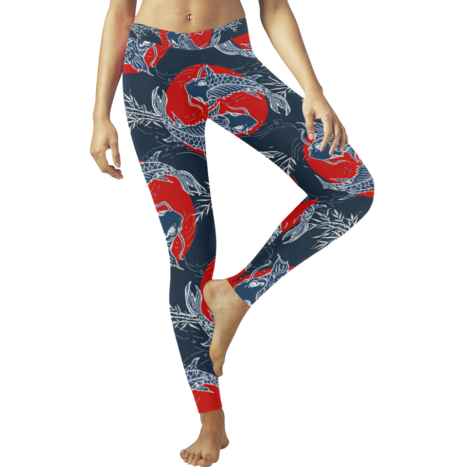 Koi Fish Carp Fishs hand drawn japanese art Women's Legging Fulfilled In US