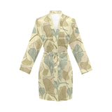 Ginkgo leaves design pattern Women's Long Sleeve Belted Night Robe