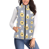Cute hamster sunflower pattern background Women's Padded Vest