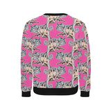 Chameleon lizard pattern pink background Men's Crew Neck Sweatshirt
