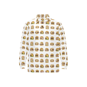 Hamburger Pattern Print Design 02 Men's Long Sleeve Polo Shirt