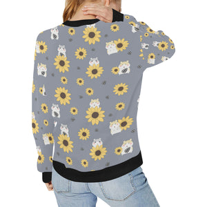 Cute hamster sunflower pattern background Women's Crew Neck Sweatshirt
