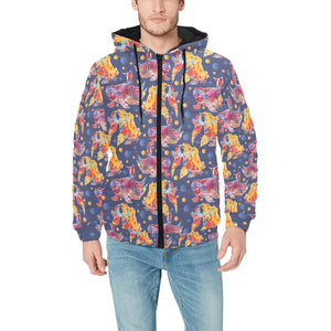 Goldfish Pattern Print Design 05 Men's Padded Hooded Jacket