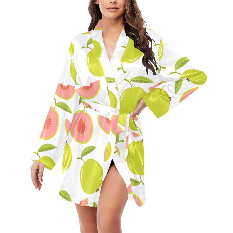 Guava pattern Women's Long Sleeve Belted Night Robe
