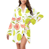 Guava pattern Women's Long Sleeve Belted Night Robe