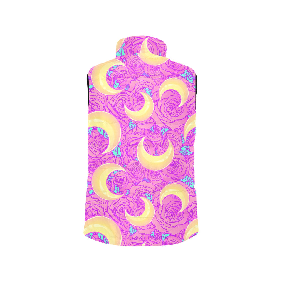 Moon pink rose background Men's Padded Vest