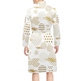 Beautiful gold japanese pattern Men's Long Sleeve Belted Night Robe