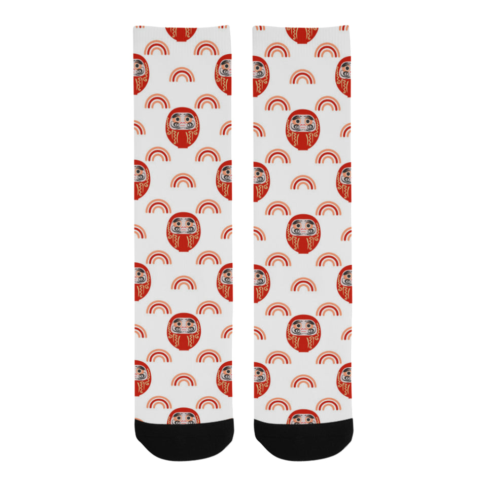 Daruma japanese wooden doll design pattern Crew Socks