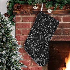 Spider web pattern Black background white cobweb Christmas Stocking