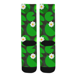 Frog waterlily pattern Crew Socks