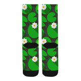 Frog waterlily pattern Crew Socks