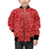 Gold dragons red background Kids' Boys' Girls' Bomber Jacket