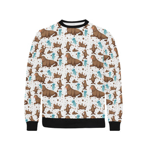 sea lion Seals jellyfish pattern Men's Crew Neck Sweatshirt