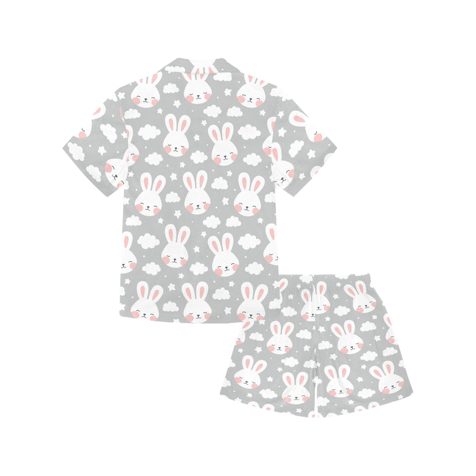 Rabbit cloud Pattern Kids' Boys' Girls' V-Neck Short Pajama Set