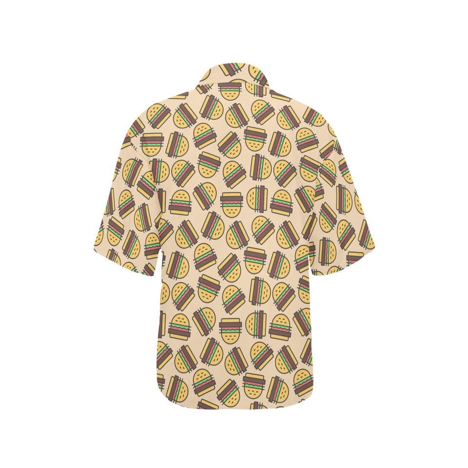 Hamburger Pattern Print Design 01 Women's All Over Print Hawaiian Shirt