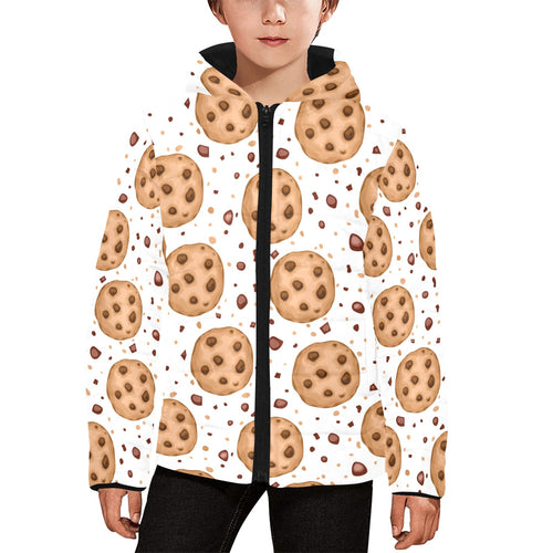 chocolate chip cookie pattern Kids' Boys' Girls' Padded Hooded Jacket