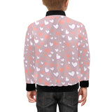 coral white heart pattern Kids' Boys' Girls' Bomber Jacket