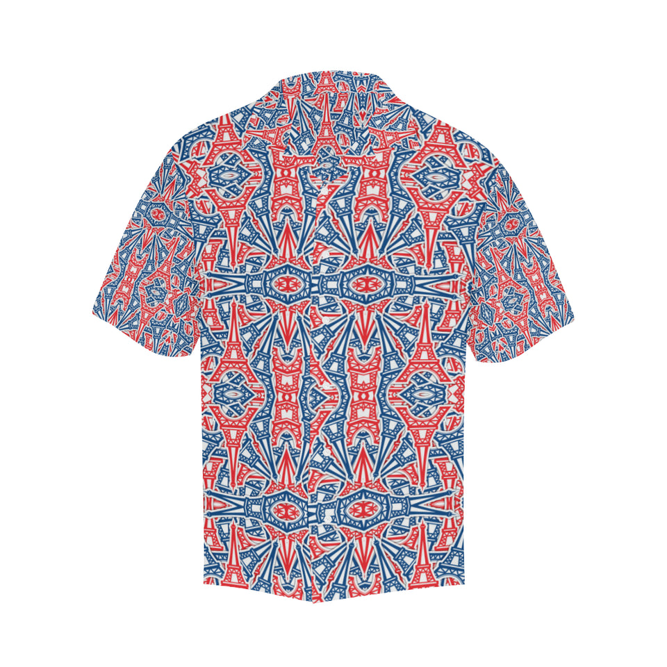 Blue Red Eiffel Tower Pattern Print Design 02 Men's All Over Print Hawaiian Shirt (Model T58)