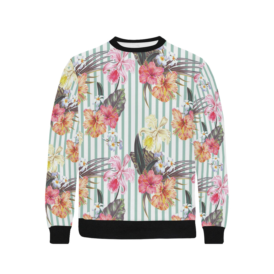 Colorful orchid flower pattern Men's Crew Neck Sweatshirt