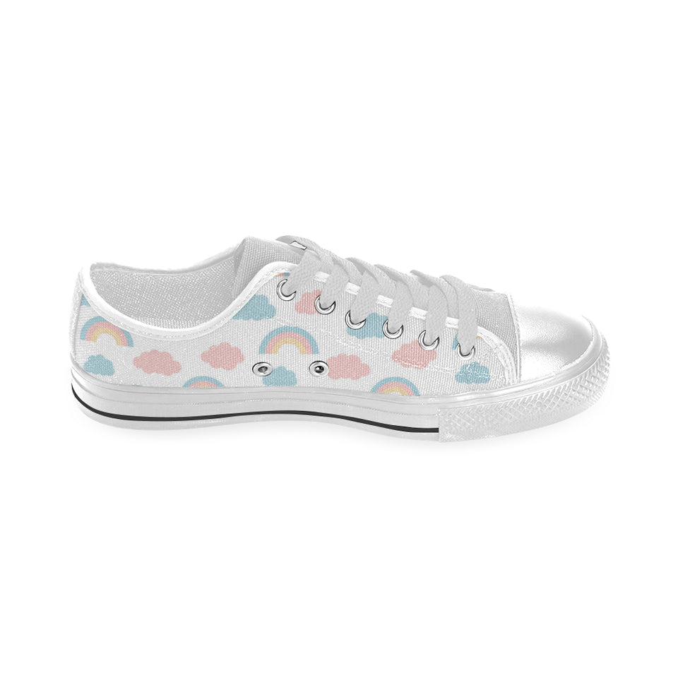 Cute rainbow clound pattern Men's Low Top Shoes White
