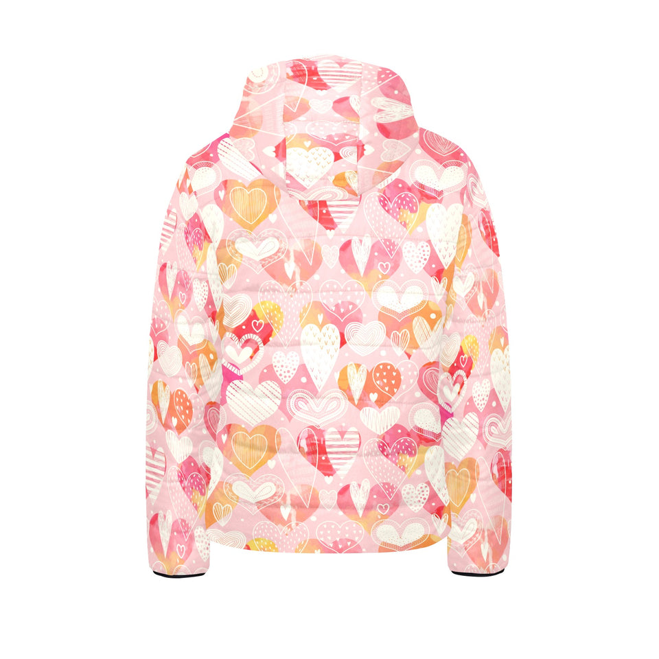 Hand drawn heart design pattern Kids' Boys' Girls' Padded Hooded Jacket