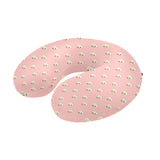 Cute hamster cheese pattern pink background U-Shaped Travel Neck Pillow
