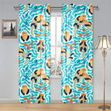 Cute sea otters fishe sea urchin pattern Gauze Curtain