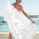 Snowflake pattern white background Beach Towel