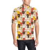 Colorful Maneki neko cat pattern Men's All Over Print Polo Shirt