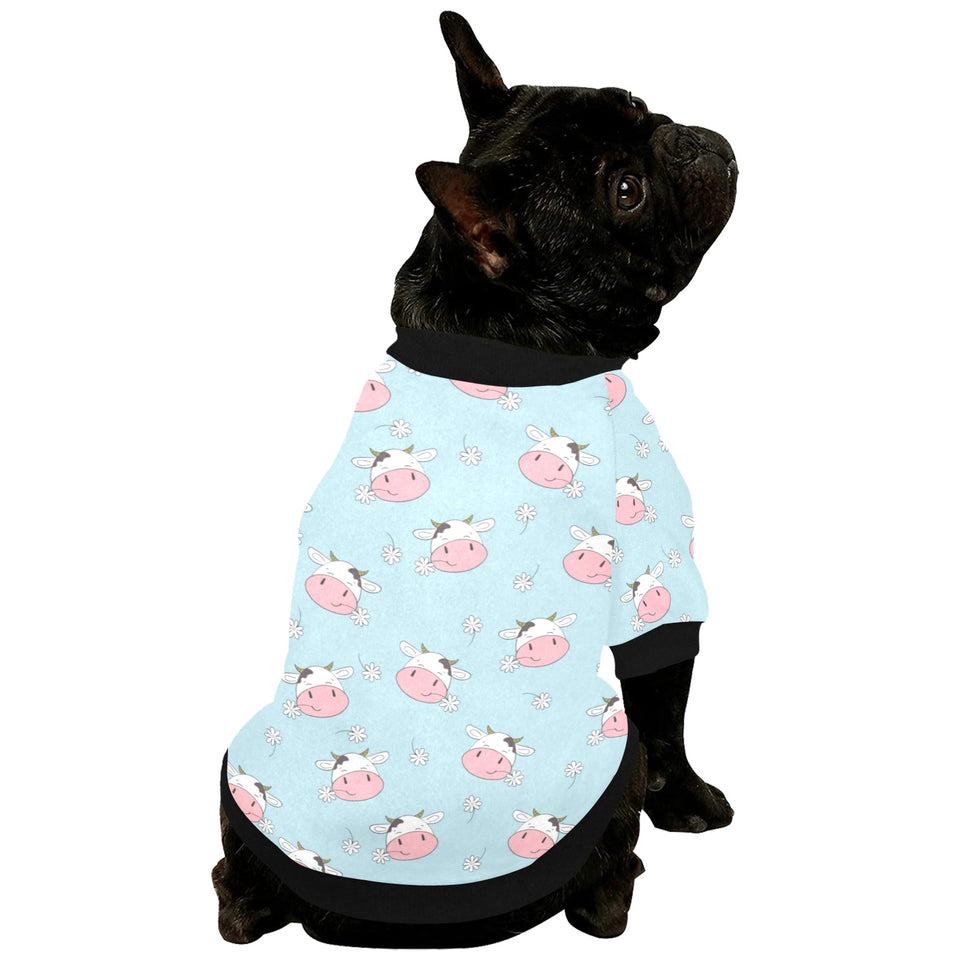 Cute cow flower pattern All Over Print Pet Dog Round Neck Fuzzy Shirt