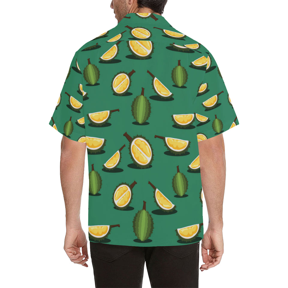 Durian pattern green background Men's All Over Print Hawaiian Shirt