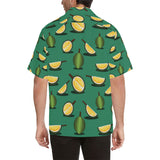Durian pattern green background Men's All Over Print Hawaiian Shirt