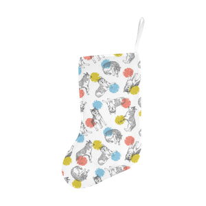Siberian husky and colorful circle pattern Christmas Stocking