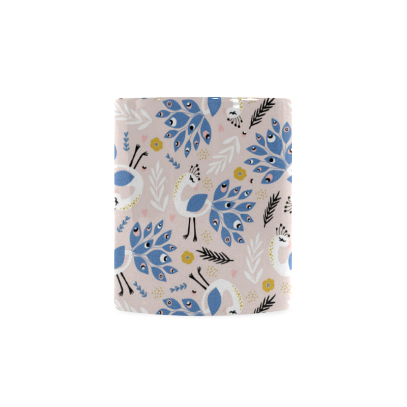 Cute peacock pattern Classical White Mug (Fulfilled In US)