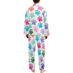 Dog Paws Pattern Print Design 01 Men's Long Pajama Set