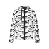 Black whale pattern Women's Padded Hooded Jacket
