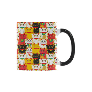 Colorful Maneki neko cat pattern Morphing Mug Heat Changing Mug