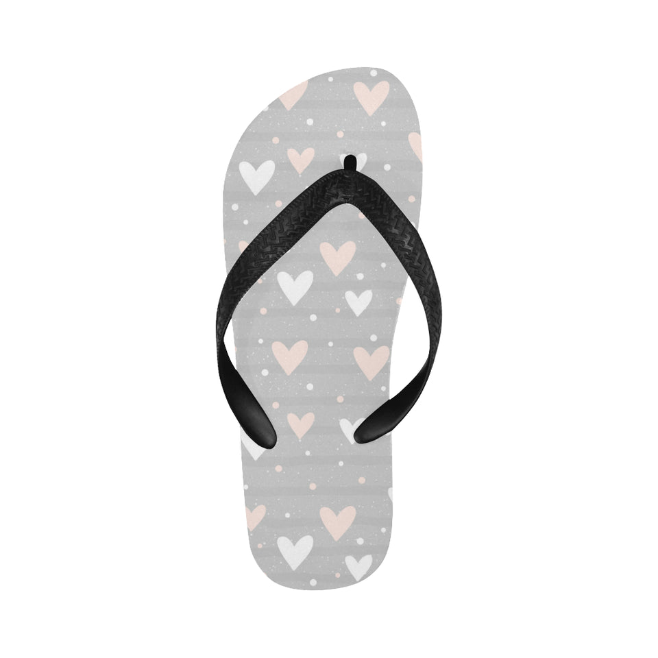 Heart pattern gray background Unisex Flip Flops