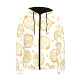 hand drawn onion pattern Men's Padded Hooded Jacket