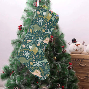 dinosaurs tropical leaves flower pattern Christmas Stocking