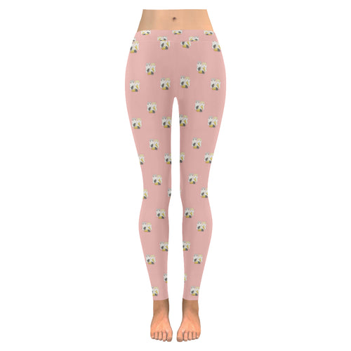Cute hamster cheese pattern pink background Women's Legging Fulfilled In US